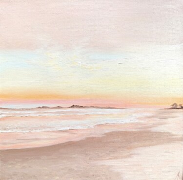 Pittura intitolato "Orange sunrise. Sea…" da Aleksandra Kazantseva, Opera d'arte originale, Olio