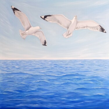 Malerei mit dem Titel "Seascape painting.…" von Aleksandra Kazantseva, Original-Kunstwerk, Öl