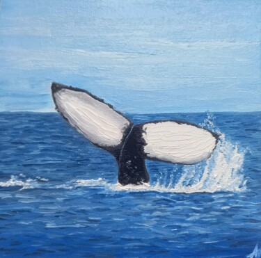 Pintura titulada "My friend whale. Wh…" por Aleksandra Kazantseva, Obra de arte original, Oleo