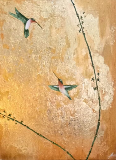 Malerei mit dem Titel "Hummingbird. Birds…" von Aleksandra Kazantseva, Original-Kunstwerk, Öl