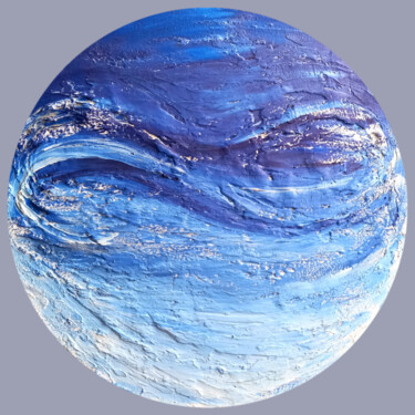 Digital Arts titled "Blue abstract paint…" by Aleksandra Kazantseva, Original Artwork, Oil