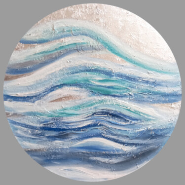 「WAVES. Ocean abstra…」というタイトルの絵画 Aleksandra Kazantsevaによって, オリジナルのアートワーク, オイル 段ボールにマウント