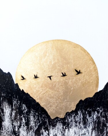 Картина под названием "Rocks painting. Bir…" - Aleksandra Kazantseva, Подлинное произведение искусства, Масло Установлен на…