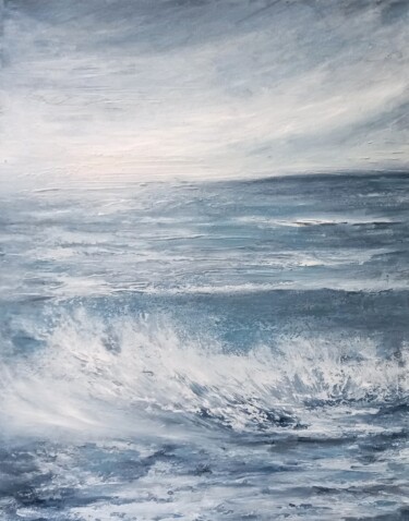Картина под названием "Sea abstract painti…" - Aleksandra Kazantseva, Подлинное произведение искусства, Масло Установлен на…