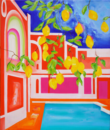 Malerei mit dem Titel "Lemons from Amalfi…" von Aleksandra Krogulecka, Original-Kunstwerk, Öl