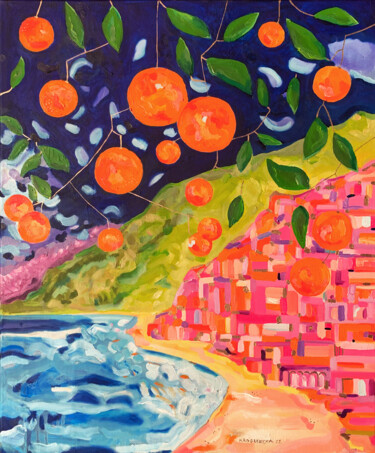 Painting titled "Oranges from Amalfi…" by Aleksandra Krogulecka, Original Artwork, Oil