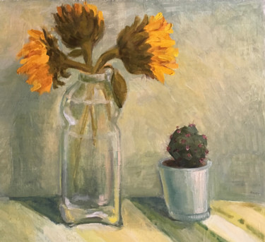 Painting titled "Sunflowers in a bot…" by Sasha Lapa, Original Artwork, Oil