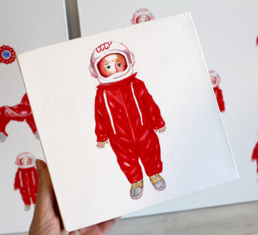 Картина под названием "Космонавт" - Александра М, Подлинное произведение искусства, Акрил