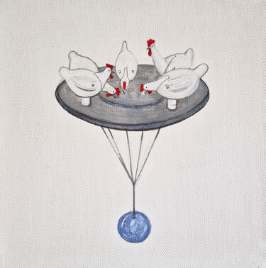 Картина под названием "Курочки" - Александра М, Подлинное произведение искусства, Акрил