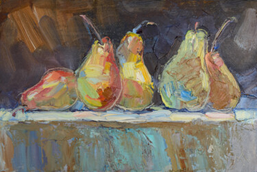 Painting titled "COMRADES PEARS" by Aleksandra Manzha, Original Artwork, Oil