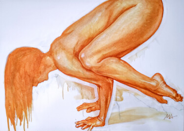 Drawing titled "Bakasana" by Aleksandra Manzha, Original Artwork, Pastel