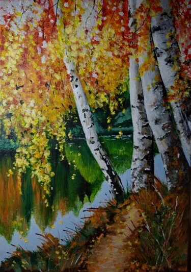 Картина под названием "У реки" - Александра Подгайная, Подлинное произведение искусства, Акрил