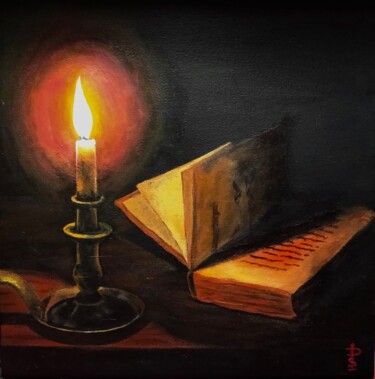 Painting titled "При свече" by Aleksandra Podgainaia, Original Artwork, Acrylic