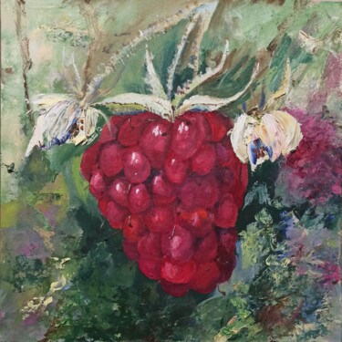 Картина под названием "Raspberry with flow…" - Aleksandra Portenko, Подлинное произведение искусства, Масло