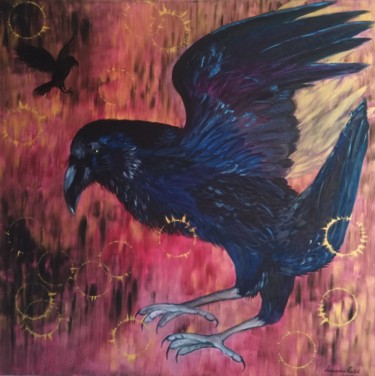 Schilderij getiteld "The Raven" door Aleksandra Raišić, Origineel Kunstwerk, Olie