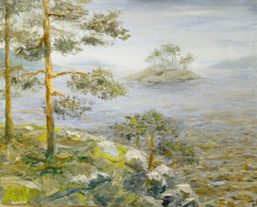Painting titled "Ладога" by Aleksandra Sahtorina, Original Artwork, Oil