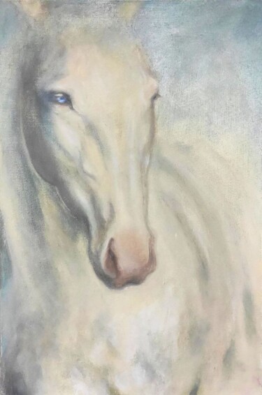 Pintura intitulada "Ахалтекинская лошадь" por Aleksandra Sahtorina, Obras de arte originais, Óleo