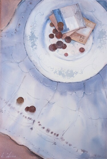 Dessin intitulée ""Bargaining chip"" par Aleksandra Savina, Œuvre d'art originale, Aquarelle