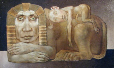 Painting titled "Mother & Child . Ма…" by Aleksandra Scastlivaa (A Makarova Schastlivaya), Original Artwork, Oil