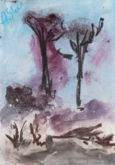 Pittura intitolato "Trees on the Curoni…" da Aleksandra Shvetskaia (ASHV), Opera d'arte originale, Pastello Montato su Carto…