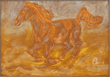 Schilderij getiteld "Arabian horse" door Aleksandra Shvetskaia (ASHV), Origineel Kunstwerk, Pastel