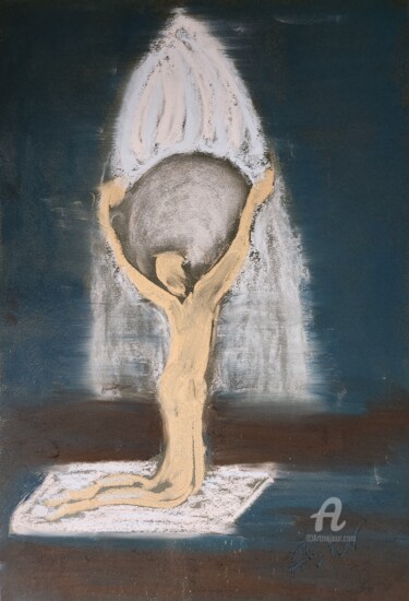 Рисунок под названием "Pray" - Aleksandra Shvetskaia (ASHV), Подлинное произведение искусства, Пастель