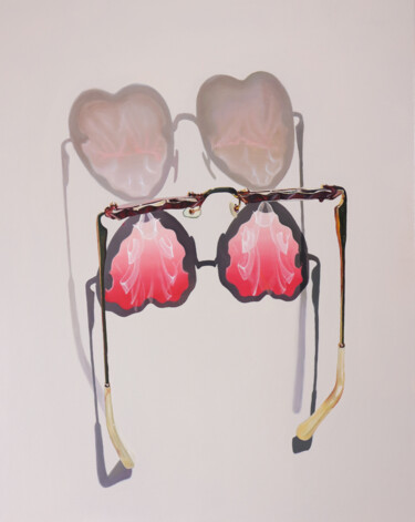 Pintura titulada "Heart Shaped Glasse…" por Aleksandra Stefanova (ASupernova Studio), Obra de arte original, Oleo