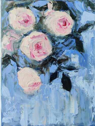 Картина под названием "Roses" - Aleksandra Svetlichnaya, Подлинное произведение искусства, Масло
