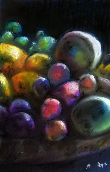Painting titled "Owoce 2" by Aleksandra W, Original Artwork, Pastel