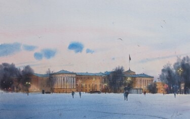 Drawing titled ""Evening. Palace Sq…" by Aleksandra Zhdanova, Original Artwork, Watercolor