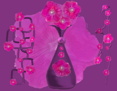 Digital Arts titled "Mallow in a vase an…" by Marina Alexandrova, Original Artwork, Other