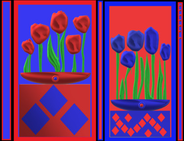 Digital Arts titled "Red and cornflower…" by Marina Alexandrova, Original Artwork, Other