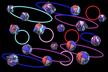 Arts numériques intitulée "Colorful flying cub…" par Marina Alexandrova, Œuvre d'art originale