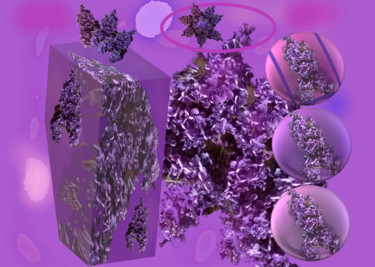 Digital Arts titled "Lilac trees, flower…" by Marina Alexandrova, Original Artwork