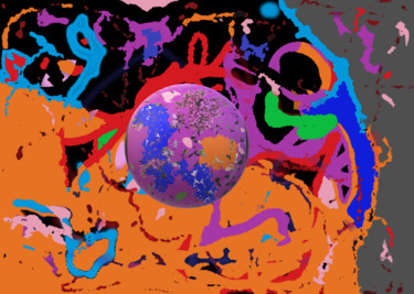 Digital Arts titled "Lilac planet in abs…" by Marina Alexandrova, Original Artwork