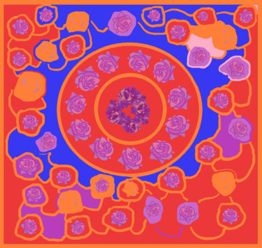 Arts numériques intitulée "Orange-cornflower v…" par Marina Alexandrova, Œuvre d'art originale
