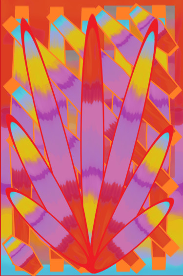 Digital Arts titled "Fan of lilac-orange…" by Marina Alexandrova, Original Artwork, Digital Painting