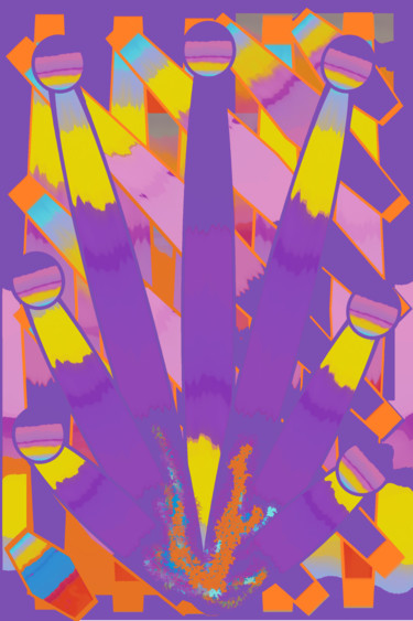 Digital Arts titled "Fan of purple abstr…" by Marina Alexandrova, Original Artwork, Digital Painting