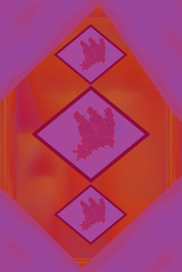 Digital Arts titled "Purple- orange geom…" by Marina Alexandrova, Original Artwork, Digital Painting