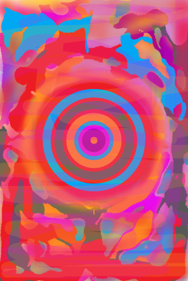 Digital Arts titled "Red-turquoise-abstr…" by Marina Alexandrova, Original Artwork, Digital Painting