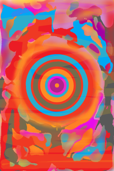 Digital Arts titled "Orange abstract-cir…" by Marina Alexandrova, Original Artwork, Digital Painting