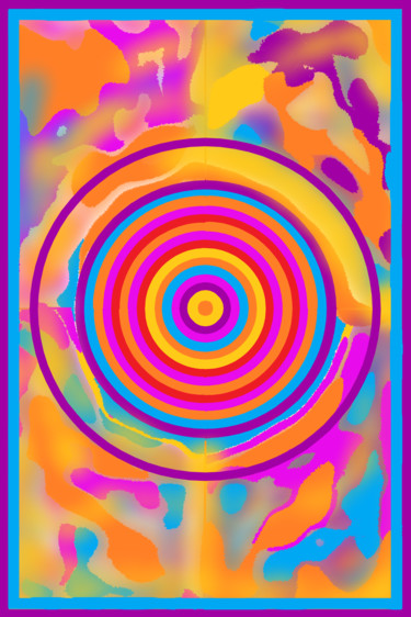 Digital Arts titled "Multicolored concen…" by Marina Alexandrova, Original Artwork, Digital Painting