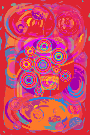 Digital Arts titled "Red abstraction of…" by Marina Alexandrova, Original Artwork, Digital Painting