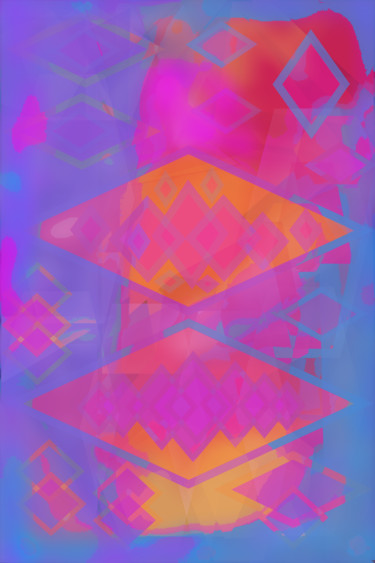 Digital Arts titled "Glowing pink rhombu…" by Marina Alexandrova, Original Artwork, Digital Painting