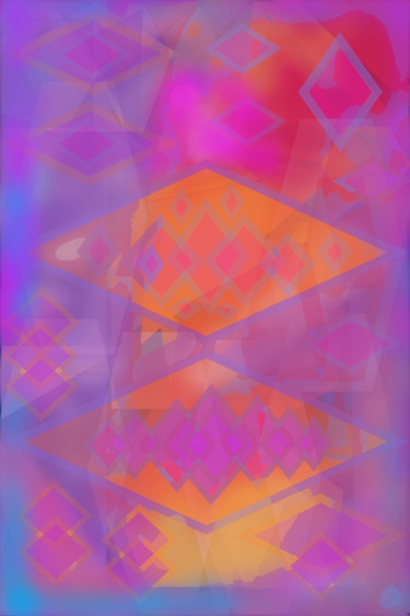 Digital Arts titled "Turquoise-pink glow…" by Marina Alexandrova, Original Artwork, Digital Painting
