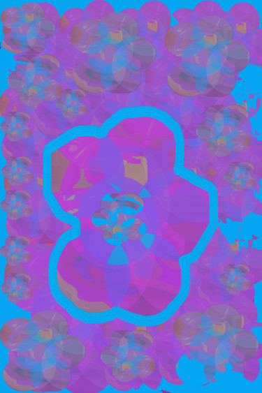 Digital Arts titled "Turquoise floral ka…" by Marina Alexandrova, Original Artwork, Digital Painting