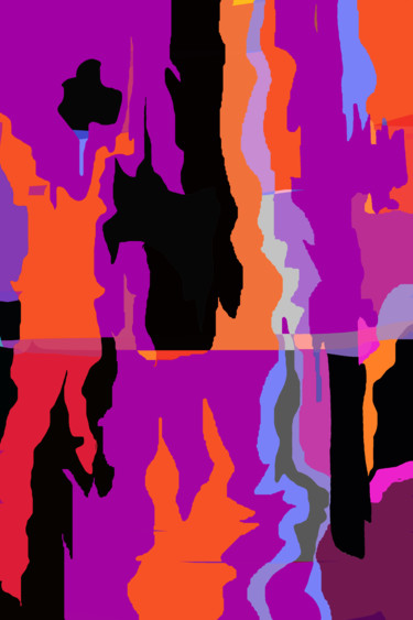 Digital Arts titled "Purple-orange kalei…" by Marina Alexandrova, Original Artwork, Digital Painting
