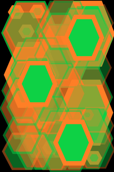 Arts numériques intitulée "Three large hexagon…" par Marina Alexandrova, Œuvre d'art originale, Peinture numérique