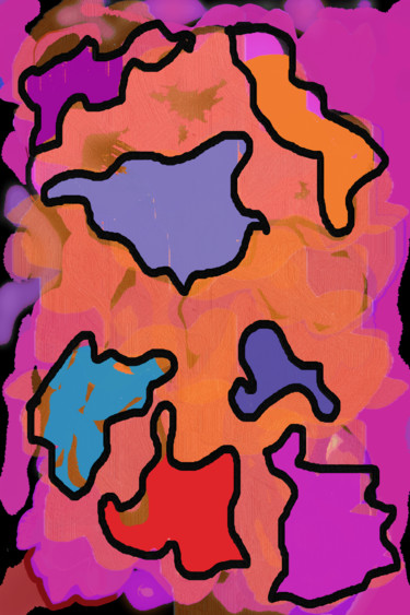 Digital Arts titled "Outline color fields" by Marina Alexandrova, Original Artwork, Digital Painting