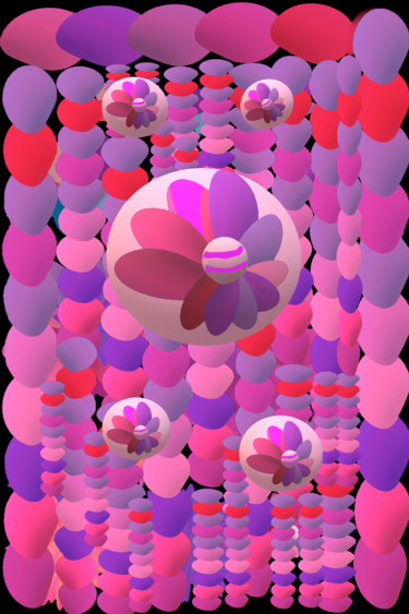 Digital Arts titled "Flower balls in bas…" by Marina Alexandrova, Original Artwork, Digital Painting